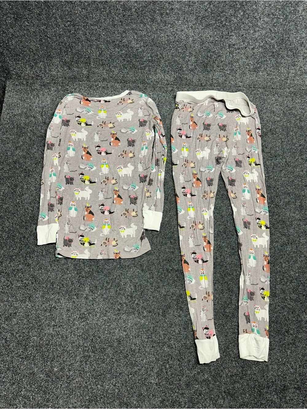 Little Sleepies Cat Pajamas Bamboo Kids 12 14 Whimsical Playful Kitten Cute
